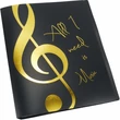 Kép 2/2 - Fekete mappa, arany színű "All I need is Music" felirattal és violinkulccsal, 20 db lefűzött irattartóval AGF1024 A/4 méretű Zenei ajándéktárgy