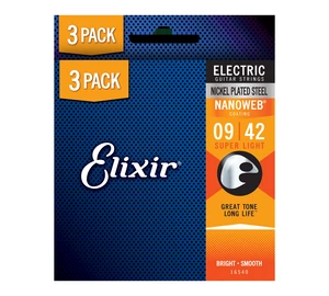 Elixir NanoWeb (16540) 9-42 Super Light 3 db-os elektromos gitárhúr szett