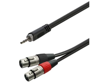 Soundsation GL-JSm2XF1 - Szimmetrikus Y-adapter kábel: 3.5mm Jack papa SZTEREO - 2xXLR 3pólusú mama / 1m