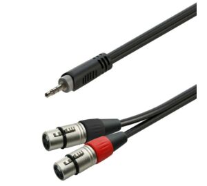 Soundsation GL-JSm2XF1 - Szimmetrikus Y-adapter kábel: 3.5mm Jack papa SZTEREO - 2xXLR 3pólusú mama / 1.5m