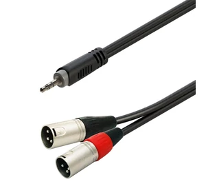 Soundsation GL-JSm2XM1 - Szimmetrikus Y-adapter kábel: 3.5mm Jack papa SZTEREO - 2xXLR 3pólusú papa / 1m