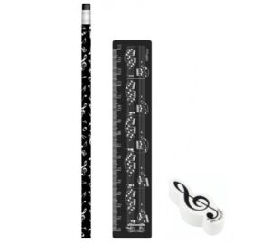 Agifty Creative art & music gifts AGS6008 Fekete, kottamintás írószer készlet 3 db-os készlet Zenei ajándéktárgy
