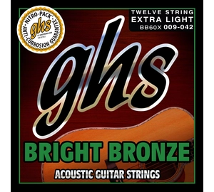 GHS-BB60X Bright Bronz 12 húros Extra Light 009-042 akusztikus húr szett