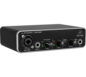 Behringer UMC22 U-Phoria hangkártya: 2x 2, USB 1.0, 48 kHz, mikrofon előerősítő MIDAS s +48V fantomtáppal