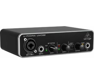 Behringer UMC22 U-Phoria hangkártya: 2x 2, USB 1.0, 48 kHz, mikrofon előerősítő MIDAS s +48V fantomtáppal