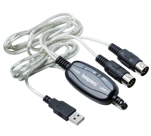 Bespeco BMUSB100 Plug & Play USB / MIDI kábel 5-pólusú 2m