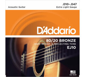 D'Addario EJ10 80/20 Bronze Extra Light 010-047 akusztikus/western gitárhoz szett