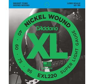 D'Addario EXL220 Elektromos basszusgitár húrkészlet EXL Nickelplated Steel Round Wound 40-95
