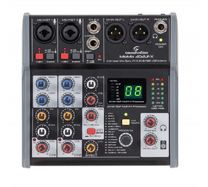 Soundsation MIOMIX 202UFX 4 csatornás - effekt - USB hangkártyás keverő