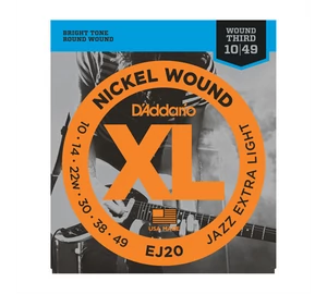 D'Addario EJ20 Extra Light Nickel Round Wound sorozatból 010-049 Elektromos gitárhúr szett