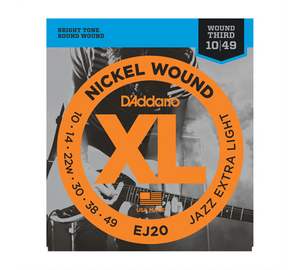 D'Addario EJ20 Extra Light Nickel Round Wound sorozatból 010-049 Elektromos gitárhúr
