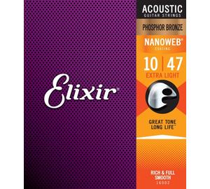 Elixir Phosphor Bronze NanoWeb (16002) 10-47 Extra Light akusztikus húrkészlet