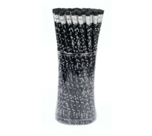 Fekete ceruza fehér hangjegy mintával, radírral (ceruza hossza 18 cm) Zenei ajándéktárgy