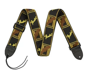 Fender® 2" Monogrammed Strap Black/Yellow/Brown heveder