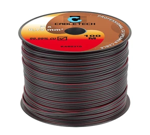 Cabletech KAB0310 Réz kábel fekete 2x0,75 mm2 hangszórókábel méterre