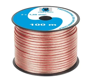 Cabletech KAB0358-M Hangszórókábel, transzparens, réz-alumínium CCA, 2x1,5mm2, /méterre