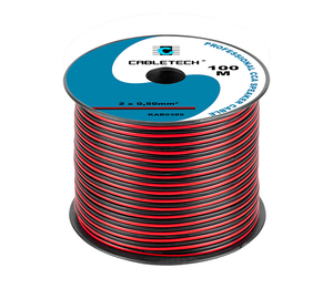 Cabletech KAB0389  piros-fekete, réz-alumínium CCA 2x0,5 mm2 Hangszórókábel méterre