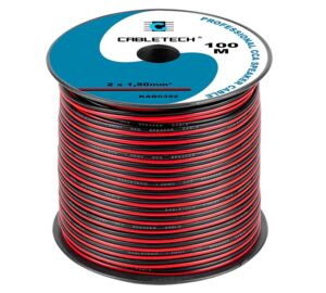 Cabletech KAB0392  piros-fekete réz-alumínium CCA, 2x1,5mm2 Hangszórókábel méterre