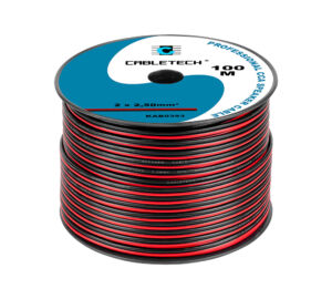 Cabletech KAB0393 piros-fekete, réz-alumínium CCA, 2x2,5mm2 Hangszórókábel