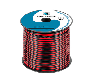 Cabletech KAB0392 piros-fekete, réz-alumínium CCA, 2x1,5mm2 Hangszórókábel