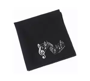 Fekete színű hangszertisztító kendő 30 x 30 cm AGC6001 Zenei ajándéktárgy