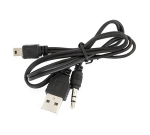 KPO2861A USB kábel, USB dugó - Mini USB és 3,5mm sztereó jack dugó, töltő és AUX 50 cm