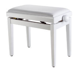 Lewitz TBS020 WH állítható magasság 48-58 cm fehér műbőr - fényes fehér felületű zongorapad