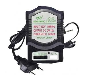 Univerzális tápegység, töltő állítható feszültséggel (3V - 12V, 1.200 mA, NSB-2008)