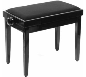 Pianonova SG 801 B állítható magasság 46-59 cm Fekete bársony- fényes fekete felületű zongorapad
