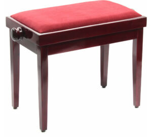 Pianonova SG-801 M állítható magasság 46-59 cm piros bársony - mahagóni felületű zongorapad