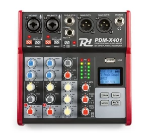 Power Dynamics PDM-X401 – 4 csatornás stúdió / zenekari keverő, USB + Bluetooth + Effekt + REC