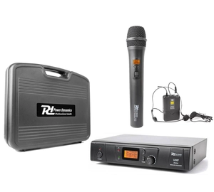 Power Dynamics PD781 UHF vezeték nélküli mikrofon szett (KÉZI + FEJ + CSÍPTETŐS mikrofon) (1 x 8 csatorna) + Koffer