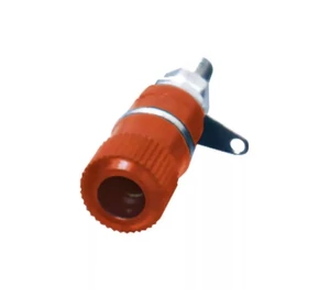 HOME BA 2/RD banánaljzat, piros, műanyag, szigetelt, forrasztható beépíthető banánaljzat