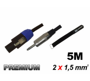 Power Dynamics PD Connex  (Speakon – Jack) (2×1,5mm2) + tépőzár Prémium hangfalkábel 5m