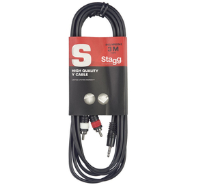 Stagg SYC3/MPSB2CM E, 3,5 jack-2xRCA kábel 3m