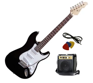 Vision ST-5 BK fekete Stratocaster vintage tremolo gitár + mini gitárerősítő szett