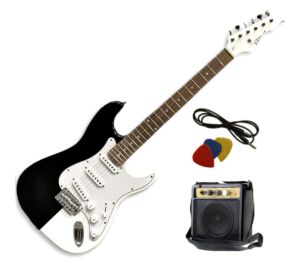 Vision ST8 BW fekete-fehér vintage tremolo elektromos gitár + Mini gitárerősítő Szett