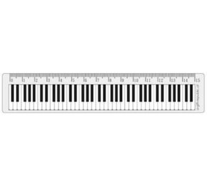 Vonalzó zongorabillentyű mintával AGR1024 hossza 15 cm Zenei ajándéktárgy