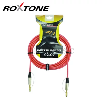 Roxtone TGJJ100L3-TRD 6,3 Jack - 6,3 Jack professzionális gitárkábel, 3m (transparent piros)