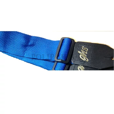 GHS A8-Blue állítható nylon gitár heveder, bőr végekkel, 5 cm széles