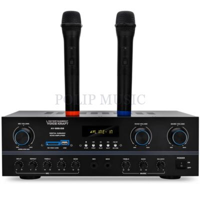 Voice Kraft AV818 USB/SD/BT 5CH 2x100W HIFI045 Karaoke erősítő 2db mikrofonnal