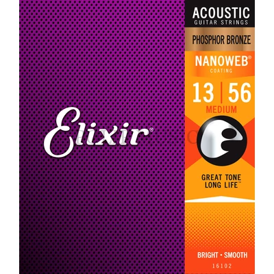 Elixir Phosphor Bronze NanoWeb (16102) 13-56 Medium akusztikus gitárhúr szett