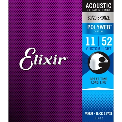 Elixir PolyWeb 80/20 Bronze 11-52(11025) Custom Light akusztikus gitárhúr szett