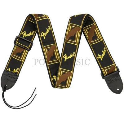 Fender® 2" Monogrammed Strap Black/Yellow/Brown heveder