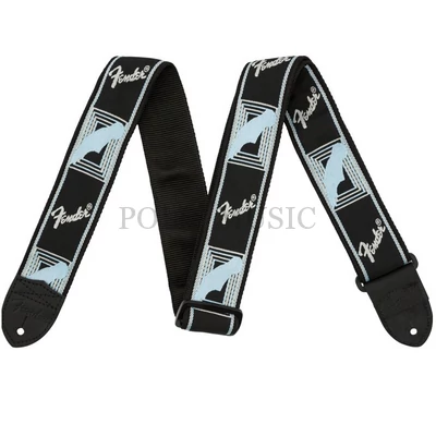 Fender® 2" Monogrammed Strap Black/Light Grey/Blue heveder