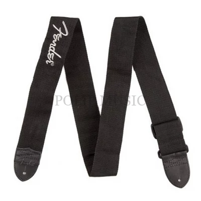 Fender 2" Black Poly Strap w/ Grey Logo hímzett heveder 