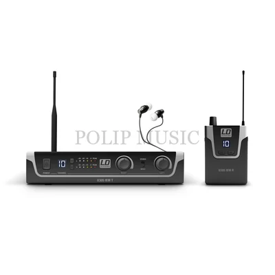 LD Systems U305 IEM HP In-Ear fülmonitor készlet fülhallgatóval 12 sáv, monó/sztereó üzemmód, 584 -608 MHz