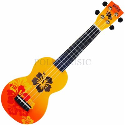 Mahalo MD1HB-ORB  Hibiscus Szoprán ukulele puhatokkal Hibiscus Orange Burst