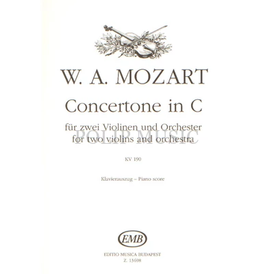 Mozart, Wolfgang Amadeus Concertone in C két hegedűre és zenekarra K.190