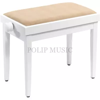 Pianonova SG-801-WH állítható magasság 46-59 cm krémszín bársony- fehér felületű zongorapad